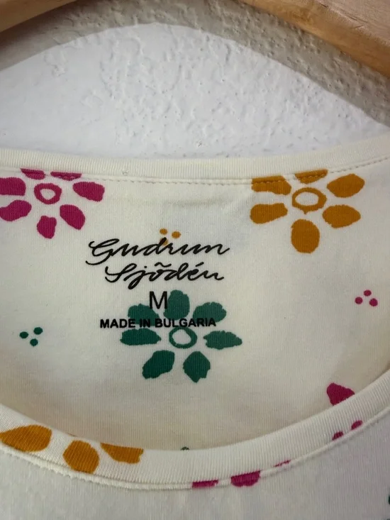 Gudrun Sjoden Ester Short Sleeve Top Blouse M Organic Cotton Floral Lightweigt - Picture 2 of 6